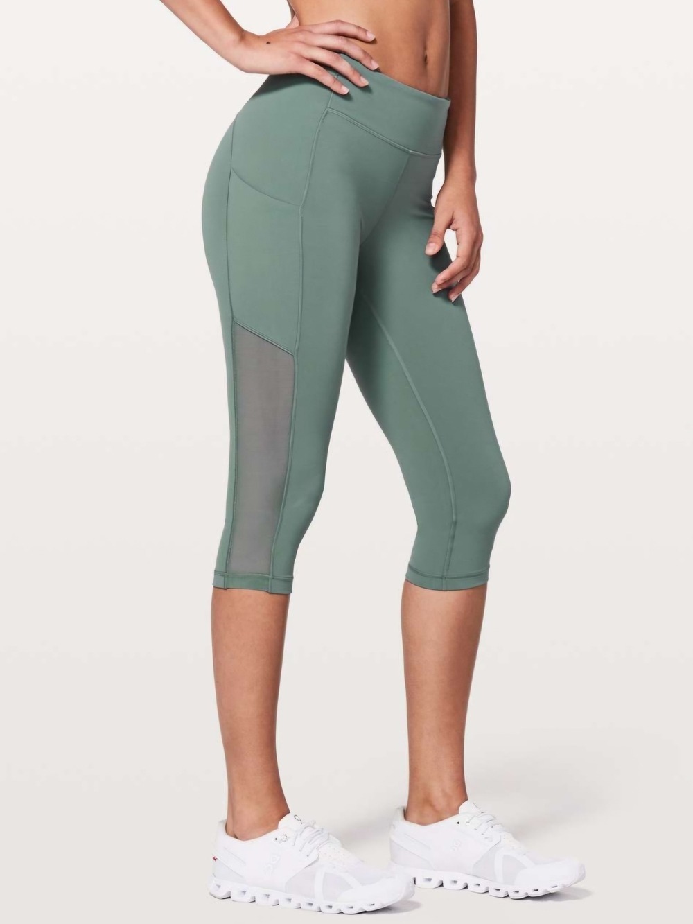 Lululemon Speed Up Crop Mesh 21" Juniper Green Leggings Size 6